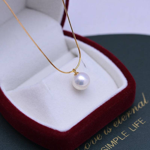 9-10mm Freshwater Pearl & Snake Chain Necklace - House Of Pearls
